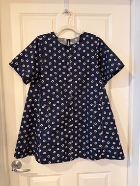 Anthropologie Navy Cotton Swing Dress